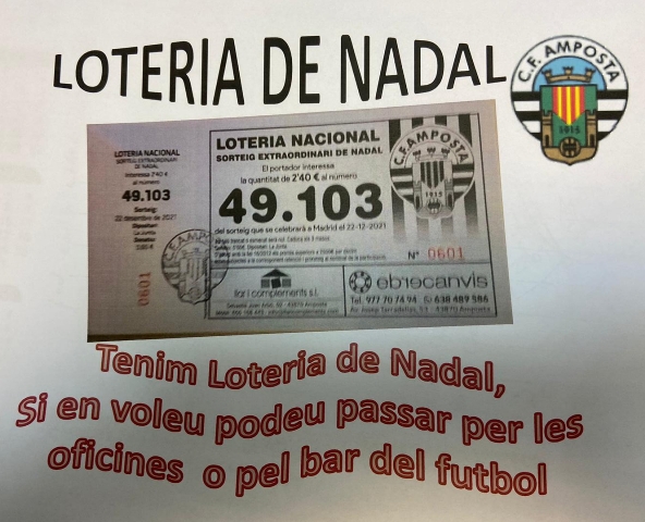 Club Futbol Amposta : NOTÍCIES : LOTERIA DEL SORTEIG DE NADAL DEL CLUB FUTBOL AMPOSTA